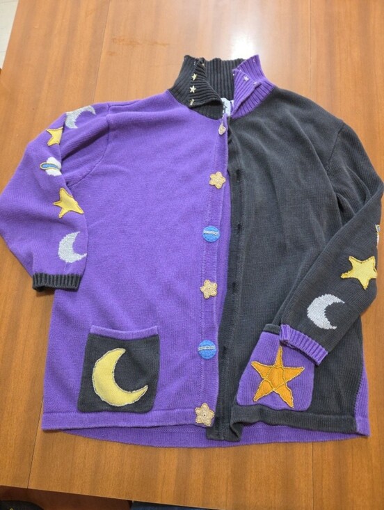 storytime knits Sweaters - Storybook Knits Sweaters Celwstial Moon Stars Large Purple Black